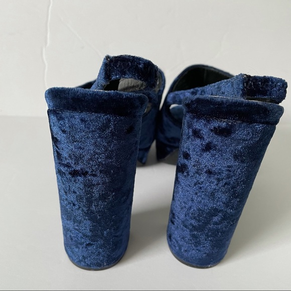 *JEFFREY CAMPBELL* Chika Blue Crushed Velvet Heels - Picture 7 of 9